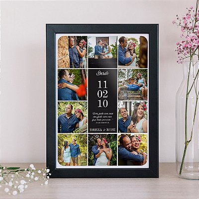 Quadro Decorativo Dia dos Namorados - Mosaico de Fotos 01