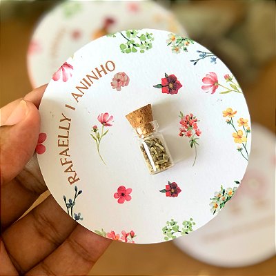 Card e Mini Vidro com Sementes | Arte Flores Variadas