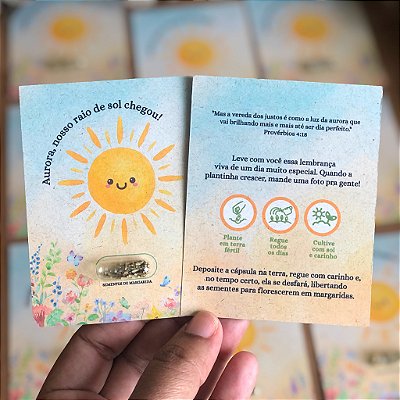 Card e Eco Cápsula com Sementes | Arte Raio de Sol