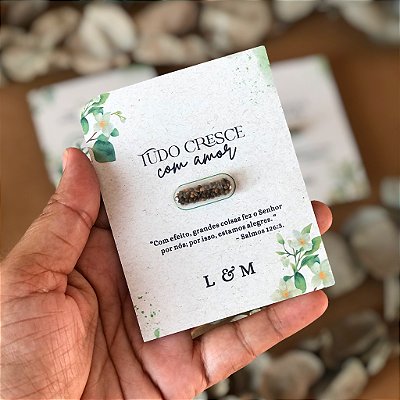 Card e Eco Cápsula com Sementes | Arte Flores Brancas