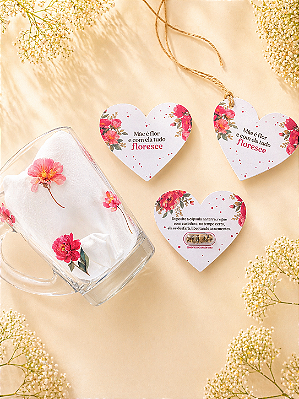Xícara com Estampa Floral e Tag Eco Cápsula| Dia das Mães | Modelo 02