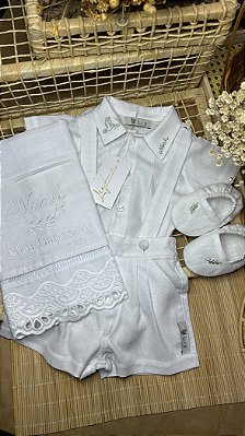 Conjunto Emanuel bebê social batizado infantil