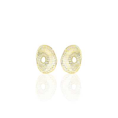 Brinco Orgânico Vazado Metal Banhado A Ouro
