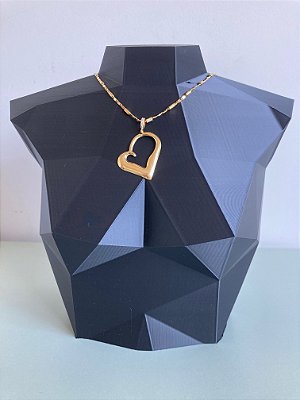 Colar Com Pingente Coração Banhado A Ouro