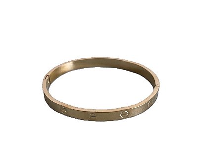 Bracelete Dourado Fio 6mm Detalhe Circular e Traço
