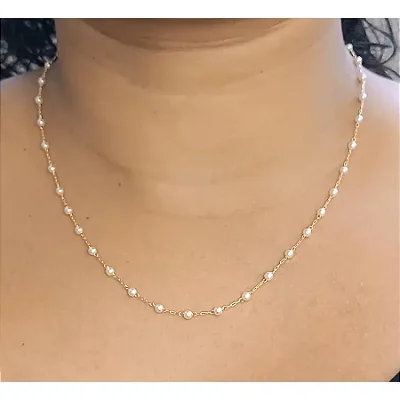 Gargantilha com Elinhos e Pérola 3mm