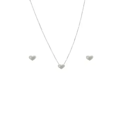 Conjunto Coração Prata 925 7mm com Zircônia Veneziana 0.6mm 40cm + Extensor