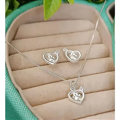 Conjunto Veneziana 0.6mm Coração Vazado com Patinha no Centro e Zircônia 40,5cm + 40cm Extensor