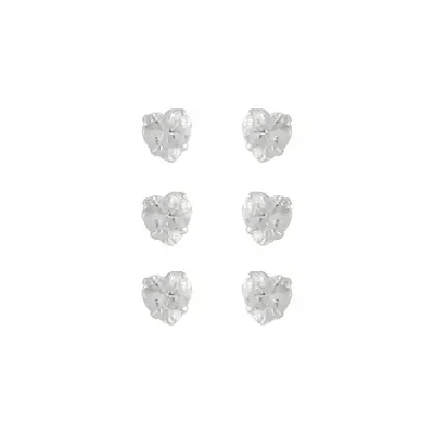 Brinco Coração Zircônia 3mm Prata 925