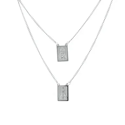 Escapulário Elos Grumett Sagrado Coração com Nossa Senhora Aparecida – Aço Inox