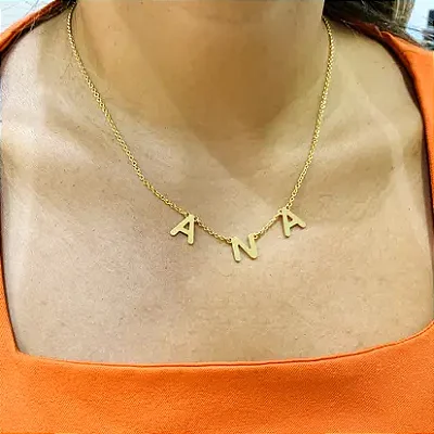 Gargantilha Nome Flutuante Personalizado com Elos Ovais