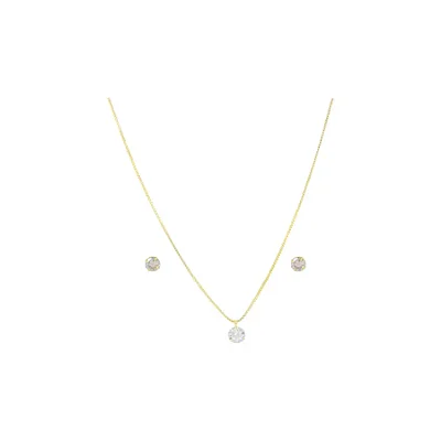 Conjunto Ponto de Luz na Veneziana Banhado a Ouro 18K 0.8mm Zircônia 6mm