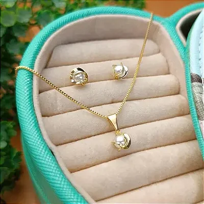 Conjunto Pérola Coreana 4mm