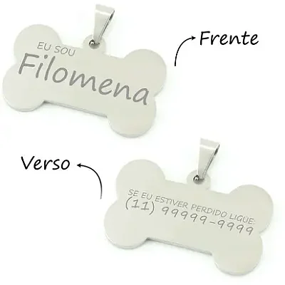 Pingente Osso Personalizado para Pets - 21x40mm - AçoInox