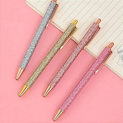 Caneta Clic Luxo Metálica Glitter 1.0mm