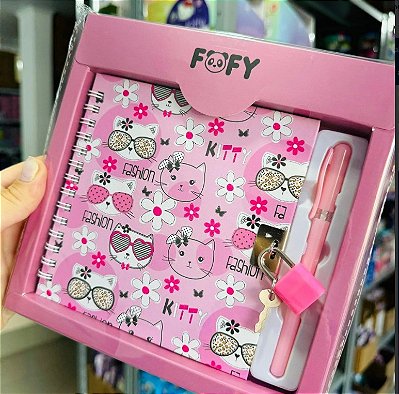 Kit Diário Friend Rosa com Caneta 0.5mm + Cadeado & Chave