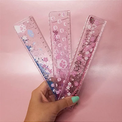 Régua Areia Movediça com Glitter Patinhas 20 cm