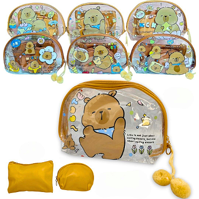Kit Nécessaire Transparente Capivara • 3 Peças