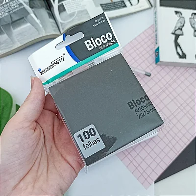 Bloco de Anotações Adesivado Preto • 100F