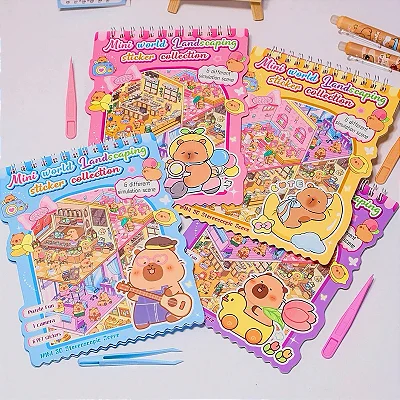 Bloco Cenário Adesivo 3D Miniatura Capivara + Pinça