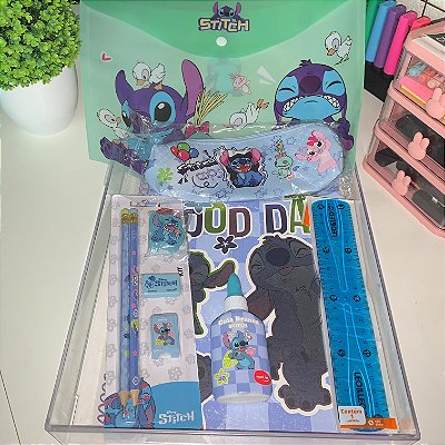 Kit Essencial Azul Volta às Aulas Stitch • 10 Itens