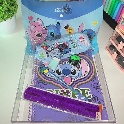 Kit Básico Violeta Volta às Aulas Stitch • 7 Itens