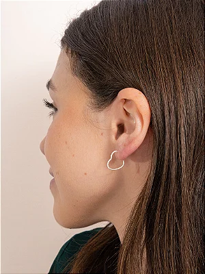 Brinco de Prata 925 Meia Argola Coração