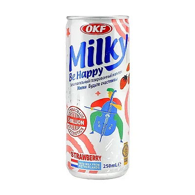 Refrigerante Coreano Milky Be Happy Morango OKF (250ML)