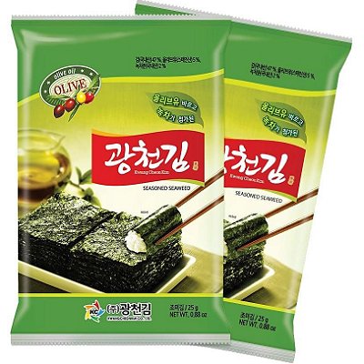 Snack Alga Temperada com Chá Verde e Oliva Kwang Cheon Kim