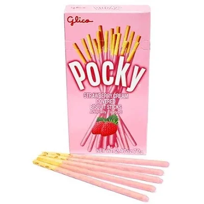 Pocky chocolate branco e morango