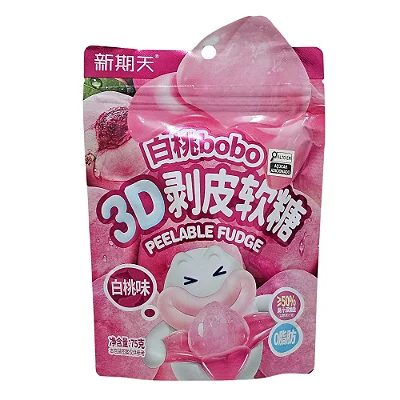 BALA DE GOMA 3D SABOR PESSEGO 75G Xinqitian