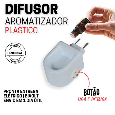 Aromatizador Difusor de aromas de óleos essenciais Elétrico Bivolt Plástico Branco com botão liga e desliga