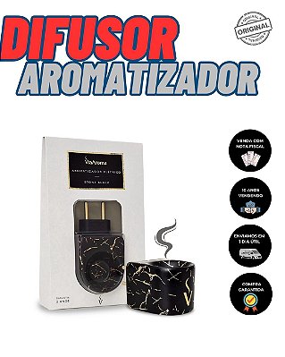 Difusor Aromatizador Elétrivo Bivolt Porcelana Stone Preto Via Aroma