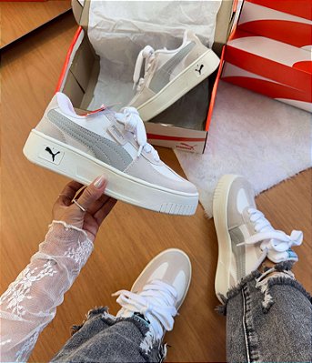 Puma Palermo em camurça branco/cinza - Linha premium
