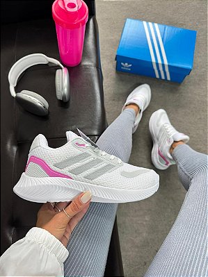 Tênis Adidas Falcon 3.0 branco/rosa - Linha premium