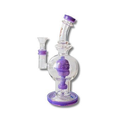 Bong de Vidro Abduzido Gold Line Médio Skull Roxo