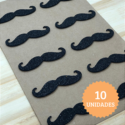 Aplique Bigode - 5,5cm - EVA GLITTER - 10 unidades