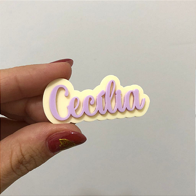 Aplique Nome Duplo 5cm- Cores Lisas - Acrílico - 1 unidade