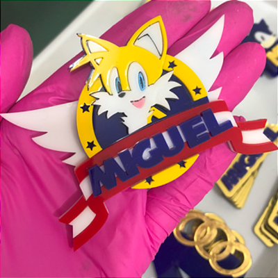Aplique Personagem Tails - Sonic - 8,5cm - 1 unidade