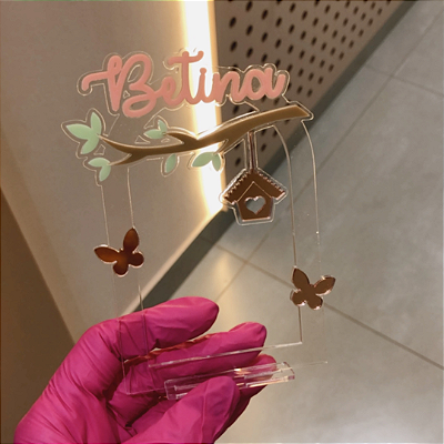 Cenário Galho e Nome - Jardim - 12cm - 1 unidade