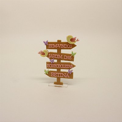 Cenário Plaquinha Borboletas - Jardim - 9,5cm - 1 unidade
