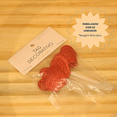 Tag Coração - EVA - 10 unidades