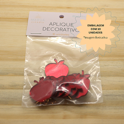 Aplique Maçã 2,8cm - Branca de Neve/Jardim - Acrílico - 10 unidades