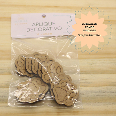 Aplique Pata de Cachorro 3cm - MDF - 10 unidades