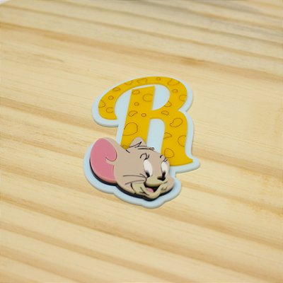 Aplique Inicial com Jerry - Tom e Jerry - 9cm - ACRÍLICO