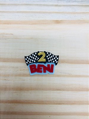 Aplique idade e nome com Bandeira - Mickey Corrida - 5cm - 1 unidade