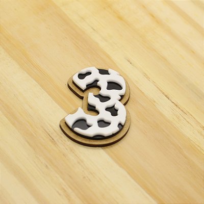 Aplique Idade Vaquinha com fundo MDF - Fazendinha - 6cm - 1 unidade
