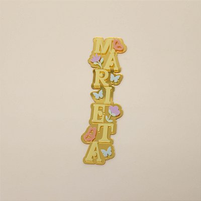 Aplique nome batata grande Borboletas - Jardim - 15cm - 1 unidade