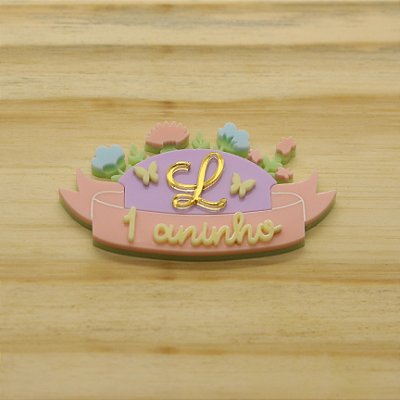 Aplique Idade e Inicial Borboletas - Jardim - 7,5cm - 1 unidade