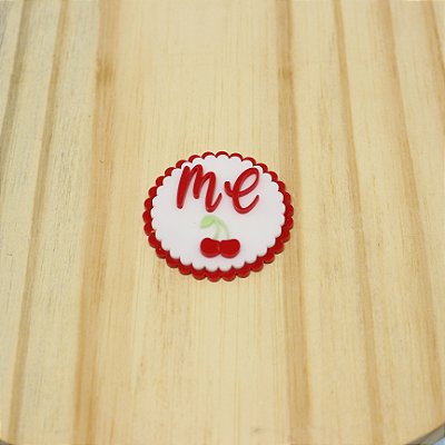 Tag Escalopada com Inicial - Cerejinha - 5cm - 1 unidade